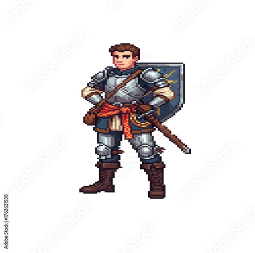 pixel art knight explorer armored dungeon fighter brave warrior
