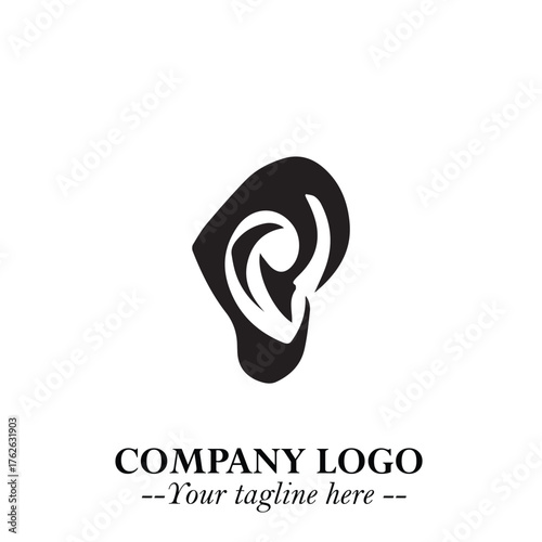 Modern Ear Logo Symbol with Minimalist Line Art Style and Elegant Professional Design

