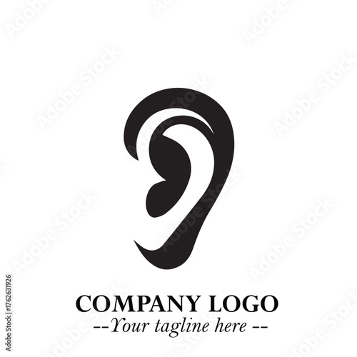 Modern Ear Logo Symbol with Minimalist Line Art Style and Elegant Professional Design
