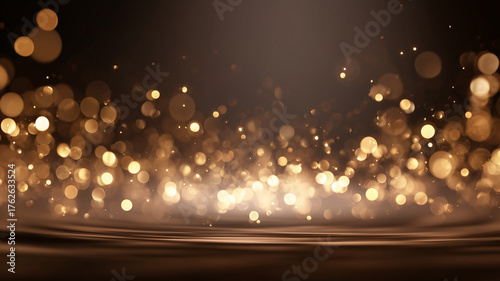 輝くゴールデンパーティー：光の粒子の抽象背景
