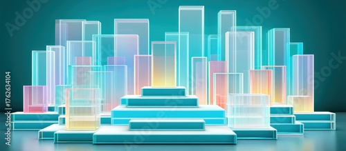 Abstract Neon Cityscape Stage.