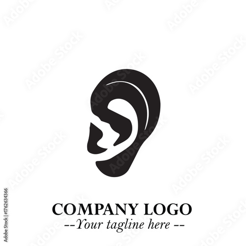 Modern Ear Logo Symbol with Minimalist Line Art Style and Elegant Professional Design
