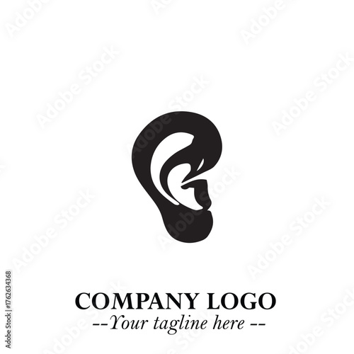 Modern Ear Logo Symbol with Minimalist Line Art Style and Elegant Professional Design
