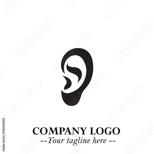 Modern Ear Logo Symbol with Minimalist Line Art Style and Elegant Professional Design
