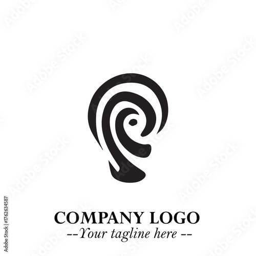 Modern Ear Logo Symbol with Minimalist Line Art Style and Elegant Professional Design
