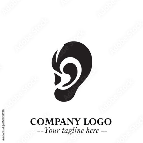 Modern Ear Logo Symbol with Minimalist Line Art Style and Elegant Professional Design
