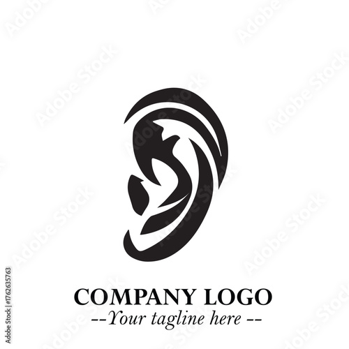 Modern Ear Logo Symbol with Minimalist Line Art Style and Elegant Professional Design
