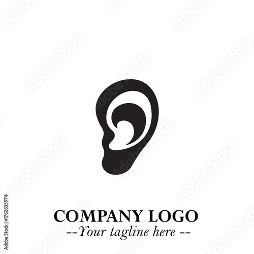 Modern Ear Logo Symbol with Minimalist Line Art Style and Elegant Professional Design
