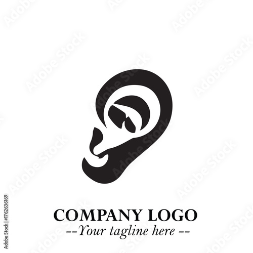 Modern Ear Logo Symbol with Minimalist Line Art Style and Elegant Professional Design
