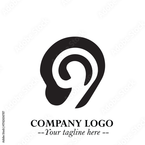 Modern Ear Logo Symbol with Minimalist Line Art Style and Elegant Professional Design
