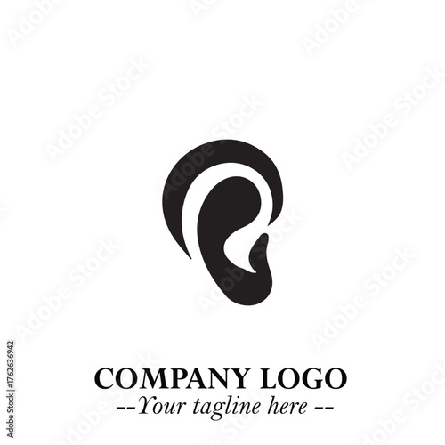 Modern Ear Logo Symbol with Minimalist Line Art Style and Elegant Professional Design
