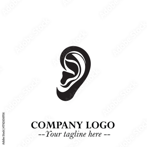 Modern Ear Logo Symbol with Minimalist Line Art Style and Elegant Professional Design
