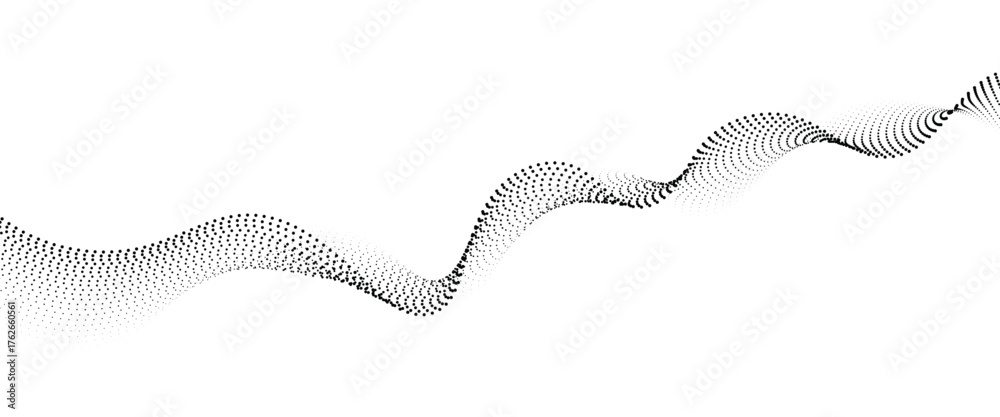 Fototapeta premium Flowing Dot Wave halftone gradient pattern on transparent background 