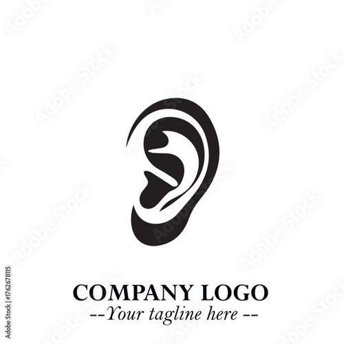 Modern Ear Logo Symbol with Minimalist Line Art Style and Elegant Professional Design
