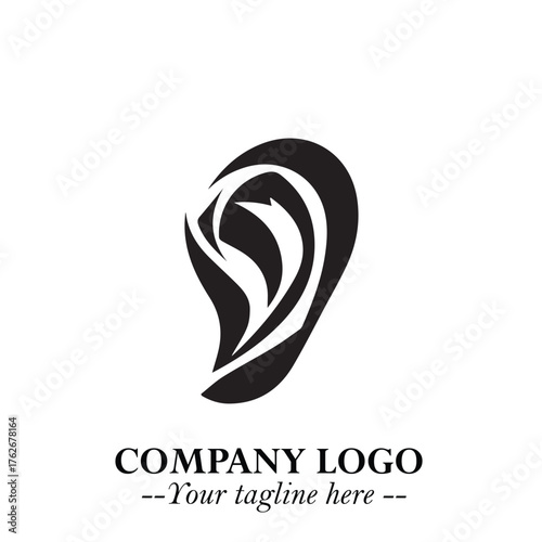 Modern Ear Logo Symbol with Minimalist Line Art Style and Elegant Professional Design
