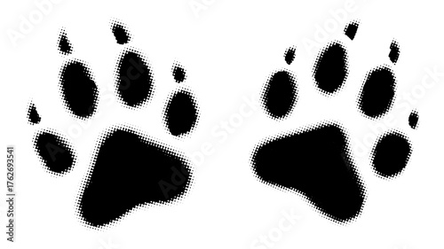 two stylized paw prints with a dotted texture symbolizing animal tracks and movement.