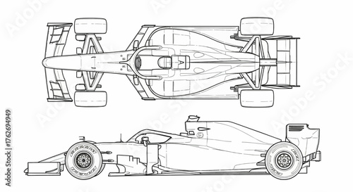 F1 Car Technical Sketch Vector