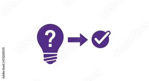 Idea generation process represented by lightbulb transition a purple silhouette