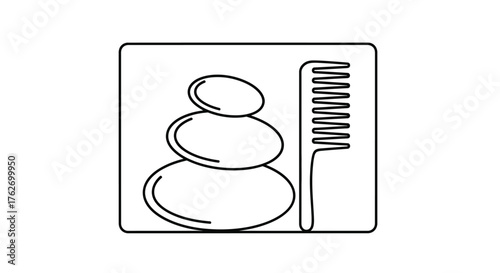 Stacked foam and comb icon in a simple square frame silhouette