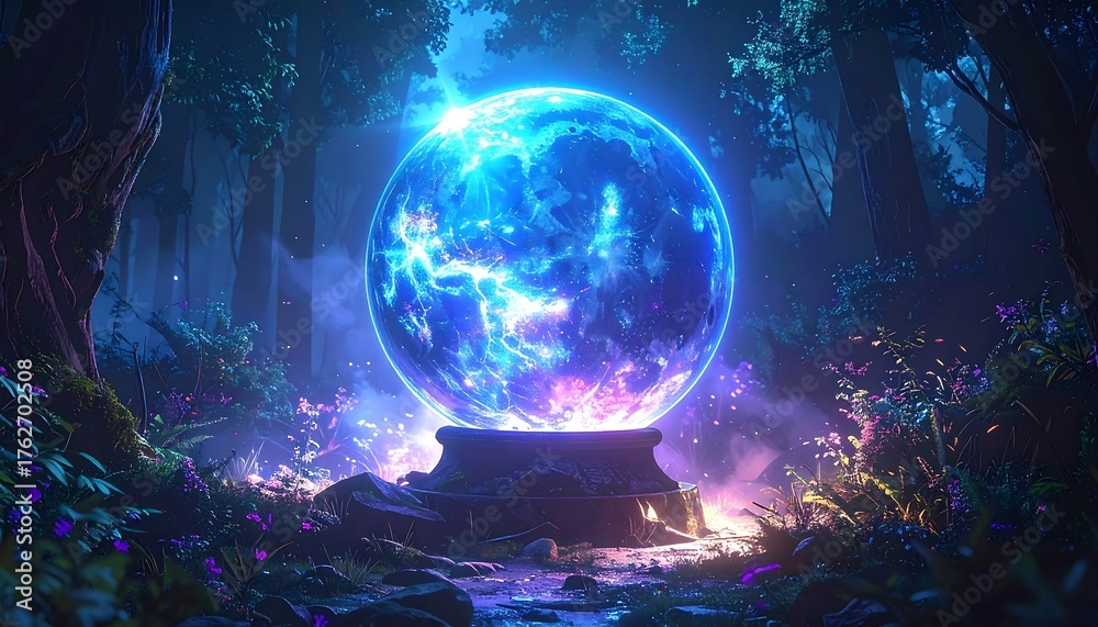 Obraz premium Mystical orb glows in enchanted forest