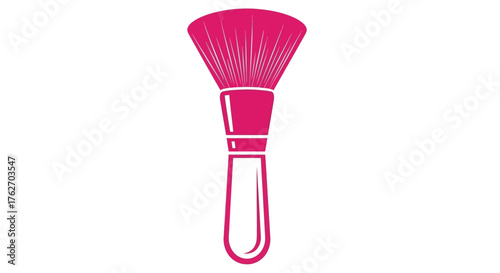 A vibrant pink makeup brush design presented as a flat silhouette