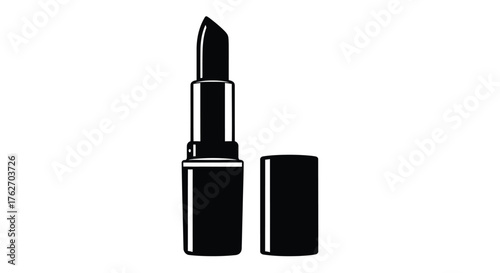 Elegant black lipstick and its container a striking cosmetic silhouette