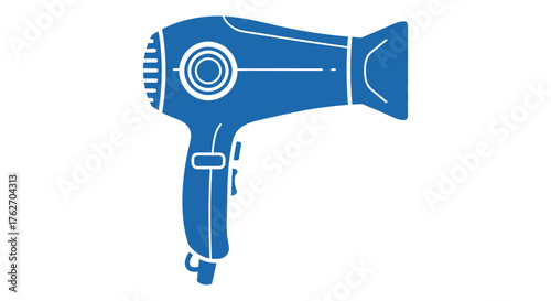 A blue hair dryer graphic design a simple and modern silhouette