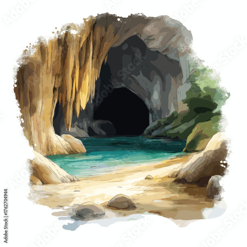 Mammoth Cave National Park. Mammoth Cave National Park hand drawn watercolor illustration