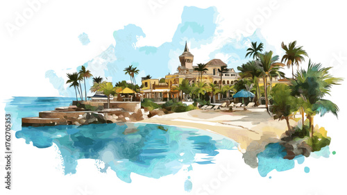 Nassau. Nassau hand drawn watercolor illustration