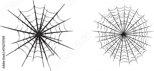 Stylized Black and White Spider Webs Vector Art for Halloween Design