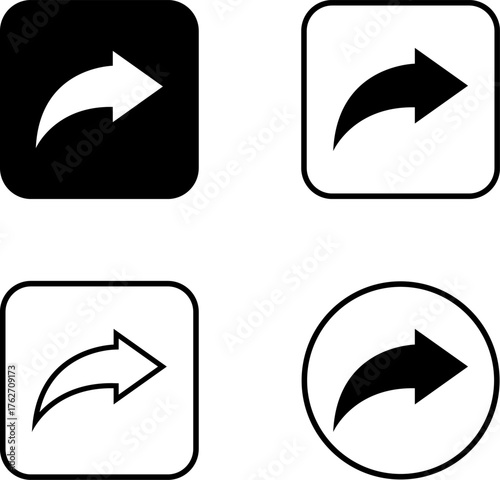 Four share icons in different shapes and colors