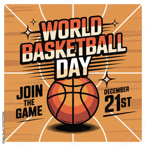 World Basketball Day Celebration with Players, Hoop, and Dynamic Action