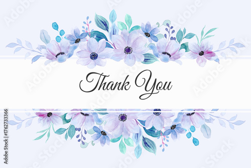 Elegant pastel watercolor flower border design for thank you cards and invitations with delicate floral accents