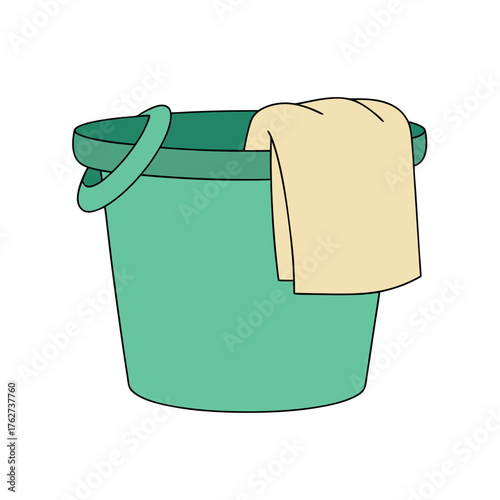 Vector Illustration of Bucket with Wiping Cloth