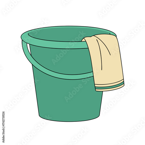 A plastic bucket of white paint isolated on a clean background