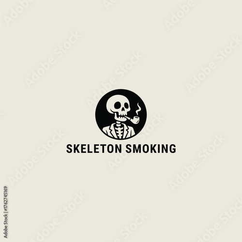 Skeleton smoking logo vector icon illustration