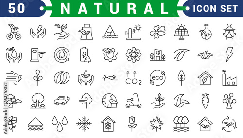 ESG line icon set. Outline icon collection related to ecology, environment social governance, risk management, sustainable developmen and more.