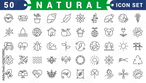ESG line icon set. Outline icon collection related to ecology, environment social governance, risk management, sustainable developmen and more.