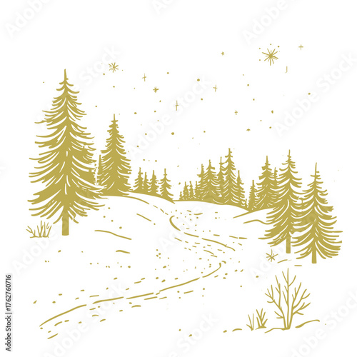 funny cartoon doodle vector illustration of snowy trails for family outings