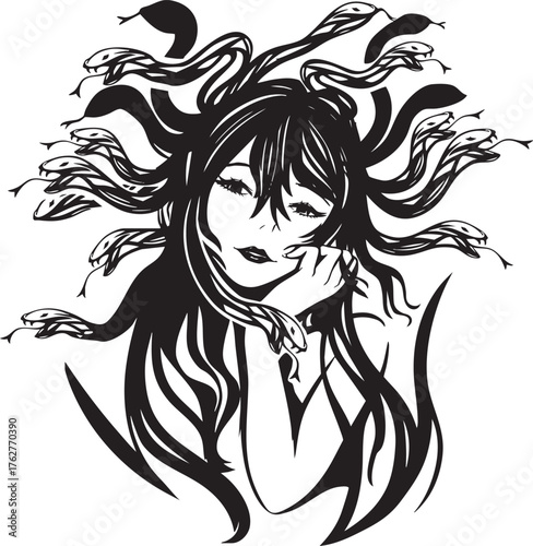 メデューサのトライバルアートイラスト