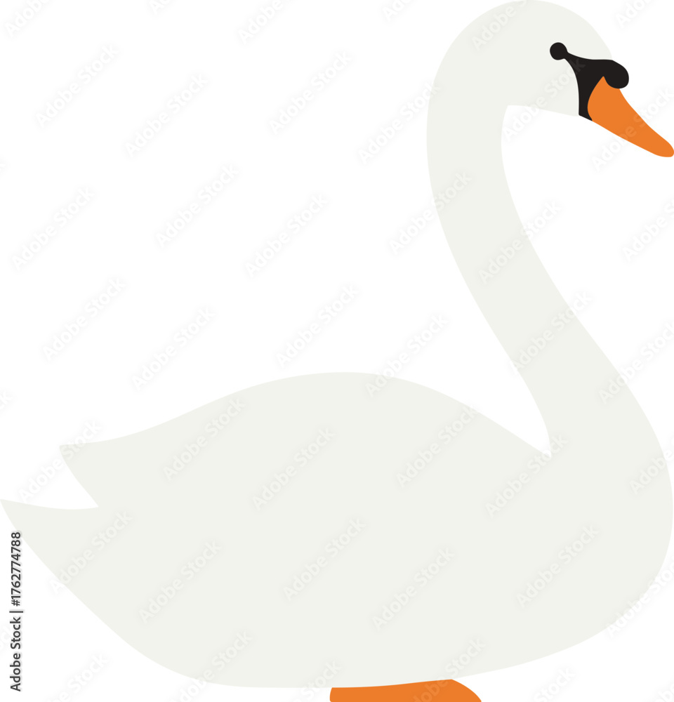 Fototapeta premium Simple Flat Design Swan Icon Illustration with Clean Style Graphic
