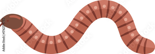 Flat Style Detailed Earthworm Crawling Invertebrate Animal Illustration