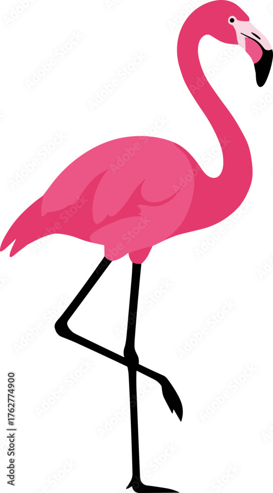 Fototapeta premium Flat Simple Flamingo Stand One Leg Tropical Bird Graphic Element