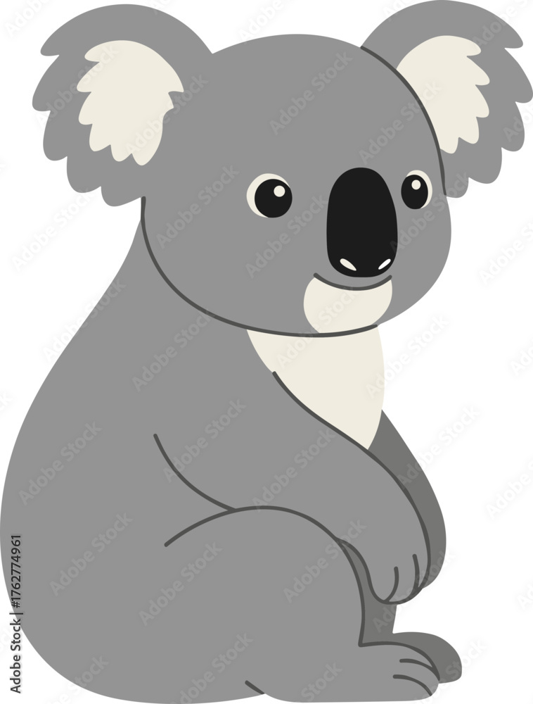 Fototapeta premium Simple Flat Style Cute Koala Sitting Wildlife Cartoon Animal Illustration