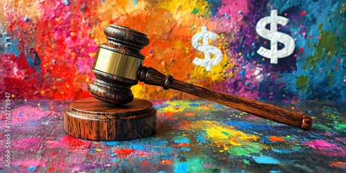 Wallpaper Mural Gavel Symbolizing Justice and Legal Decisions Against Colorful Financial Background Torontodigital.ca