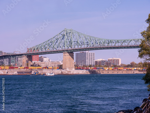 View of the JAcques Cartier bridge in Montreal, Quebec, Canada