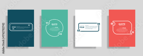 Vibrant quote templates in blue, green, white, and red for modern presentations and social media content creation, inspiring communication