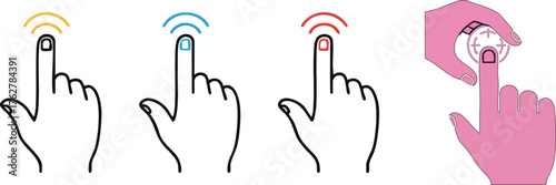 Finger touching digital interface with color signals