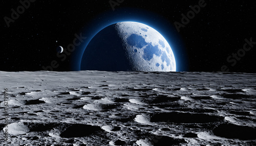 blue glowing planet and sun...