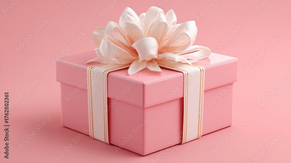 Obraz premium pink gift box with ribbon for parties and dessert treats